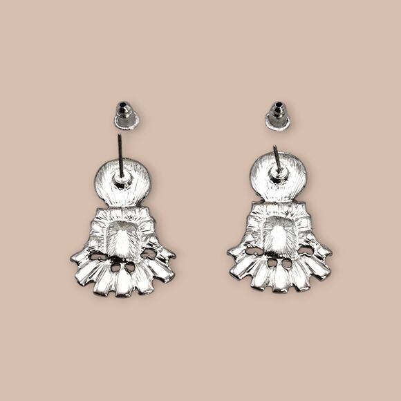 Adrienne Vittadini Studio Silver Rhinestone Statement Drop Earrings - NWT - Picture 4 of 7